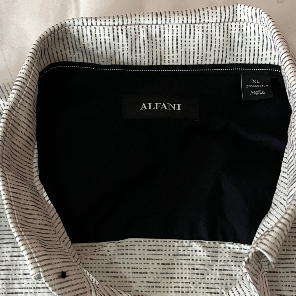 Alfani Black and White Casual Button Down Shirt
